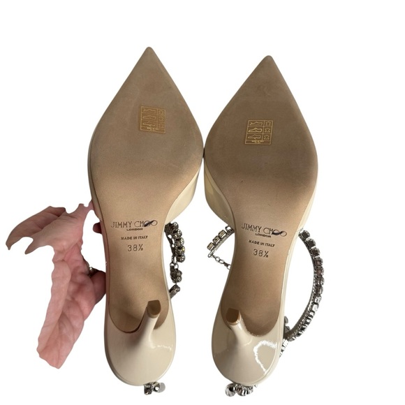 Jimmy Choo Saeda 85 Patent Pumps in Linen size 38.5/8.5 - Picture 8 of 8